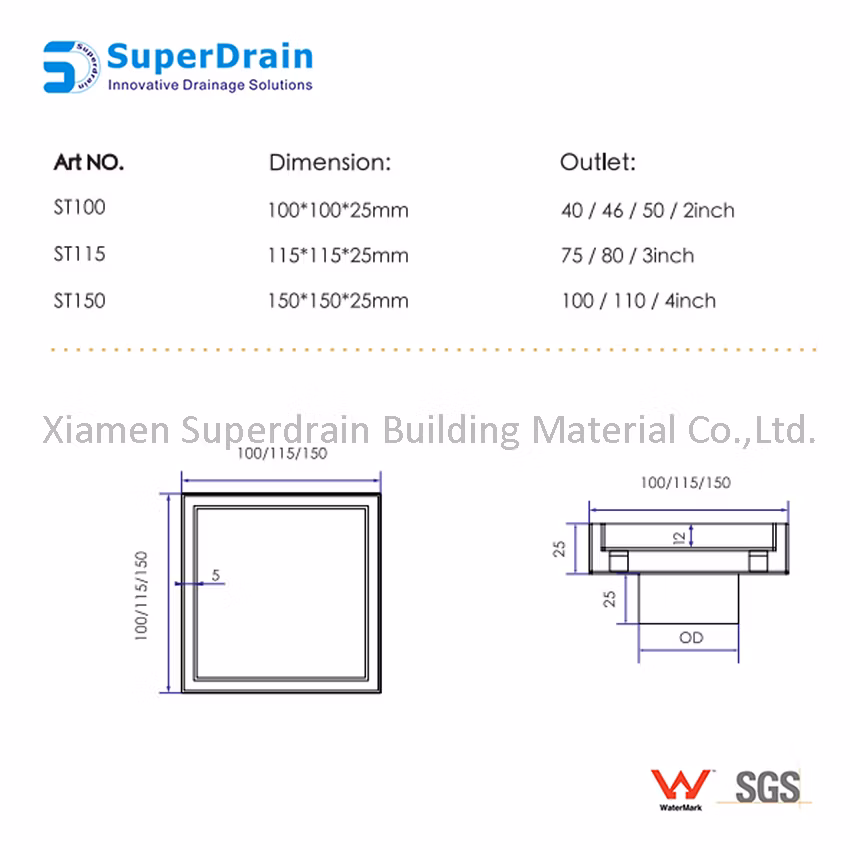 SUS Anti-Odor Floor Waste Grates Tile Insert Metal Floor Drain