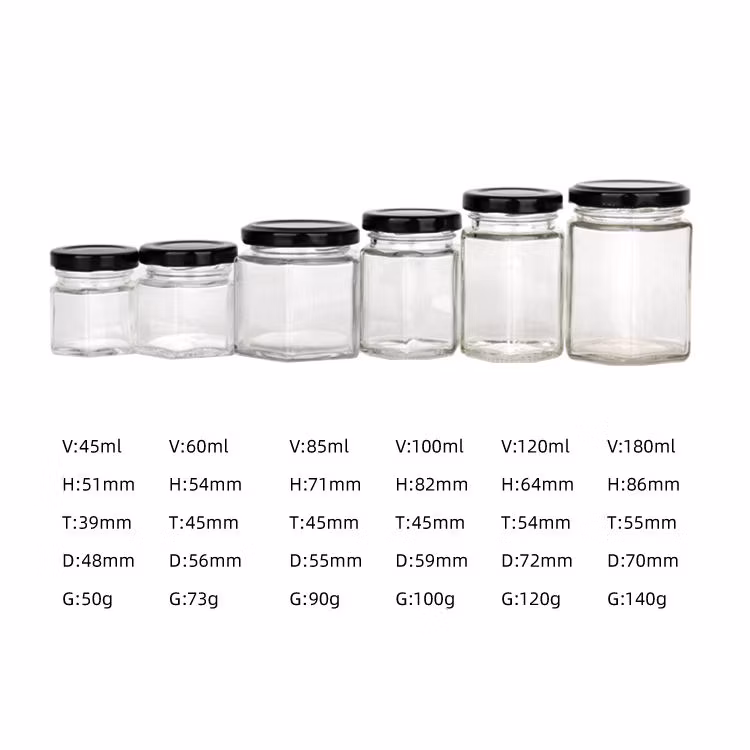 100ml Empty Clear Flint Square Bottle/Jar/ Pot/Container Mason/Storage Glass Jar with Stainless Steel Lid for Food/Honey/Sugar/Candle