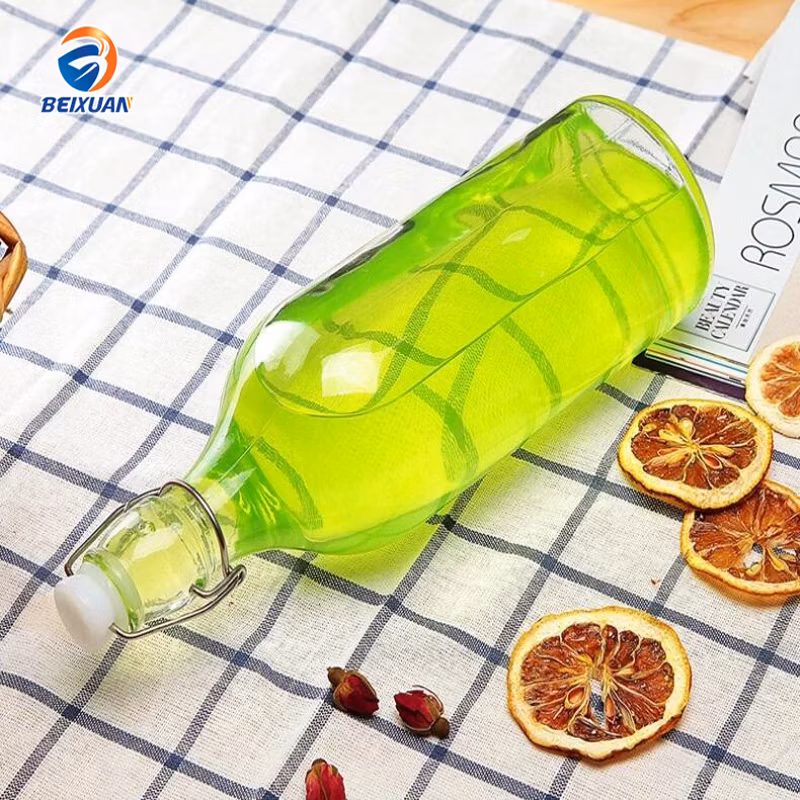 Facotry Wholesale 1000ml Transparent Round Beer Wine Glass Bottle with Swing Top Lid