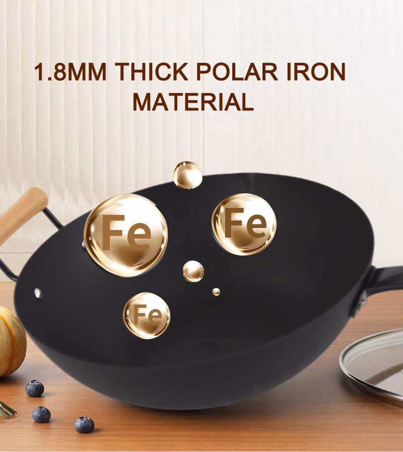 New Arrival: Artisanal Hand-Hammered Craft Wok - Traditional Non-Stick Carbon Steel Frying Pan with Wooden Handle &amp; Glass Lid