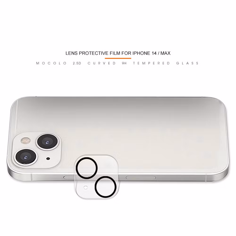Mocolo Tempered Glass 6.1 Inch Protector Camera Lens Protector Black Night Circle Silk Printing 9h Lens Screen Cover Film for iPhone 14