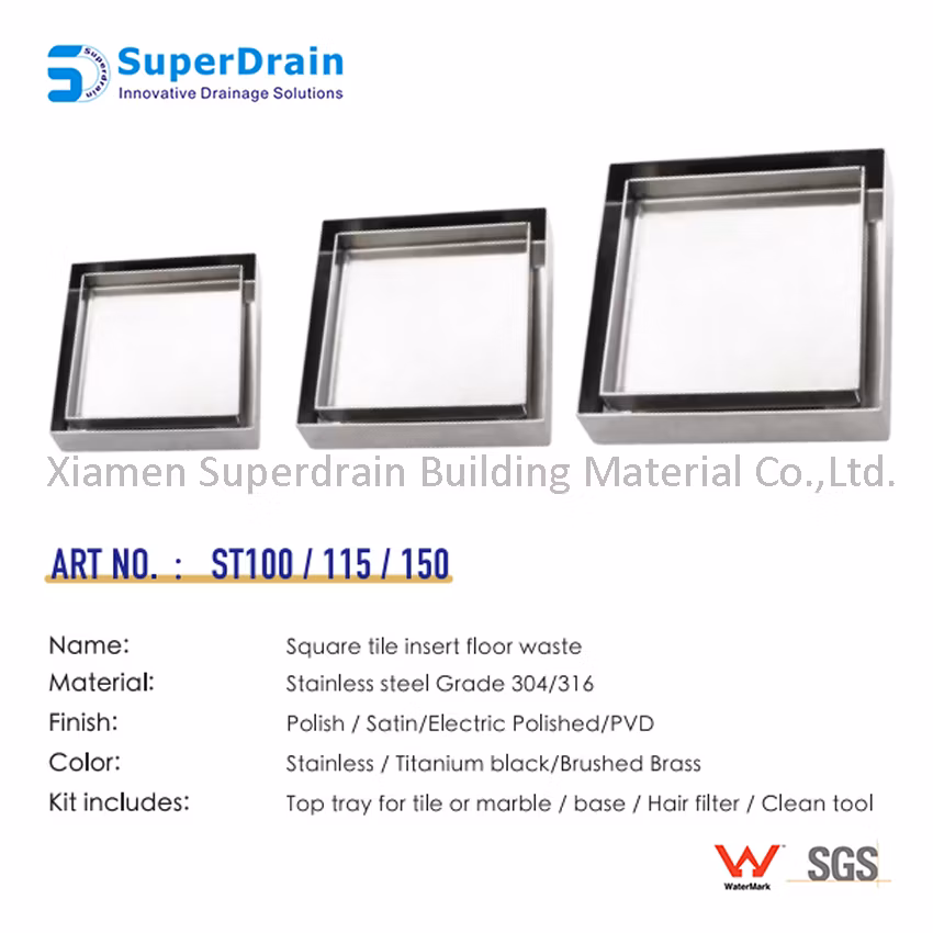 SUS Anti-Odor Floor Waste Grates Tile Insert Metal Floor Drain
