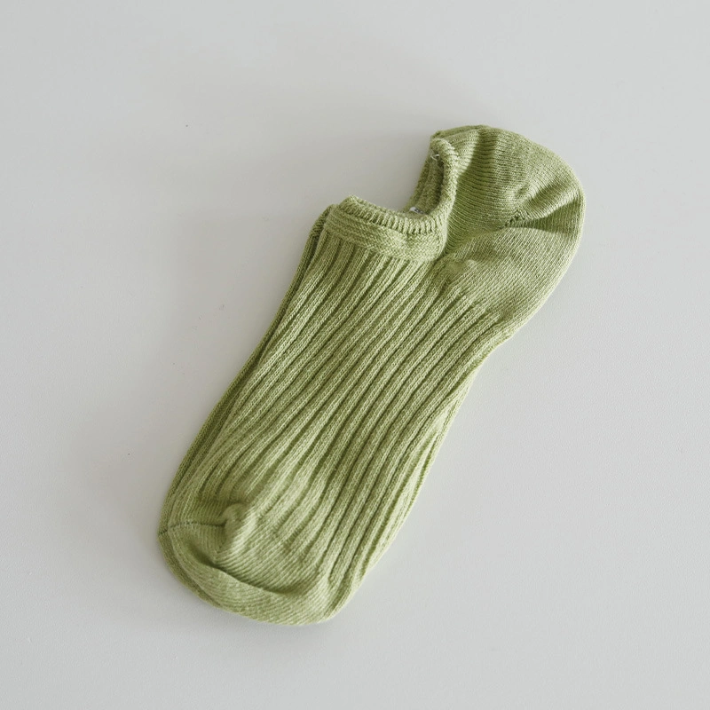 Female Thin Section Invisible Vertical Stripes Solid Color Cotton Japanese Color Socks