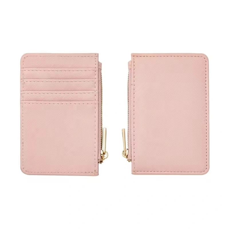 Promotional Wholesale Personalised Leather Coin Purse Women Zip Wallet Credit Card Holder