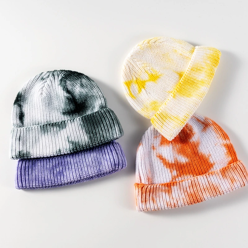 Autumn and Winter Hip Hop Yuppie Cold Hat Japanese Tie Dye Woolen Hat Men&prime; S Retro Street Ins Tide Brand Knitted Hat Custom Female