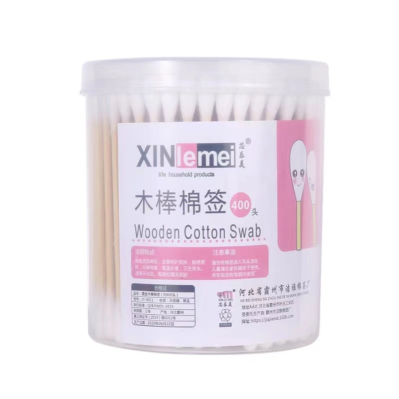 Large Round Box Double-Ended Kapok Sticks Disposable Household Cosmetic Makeup Removal 500 Cotton Swabs