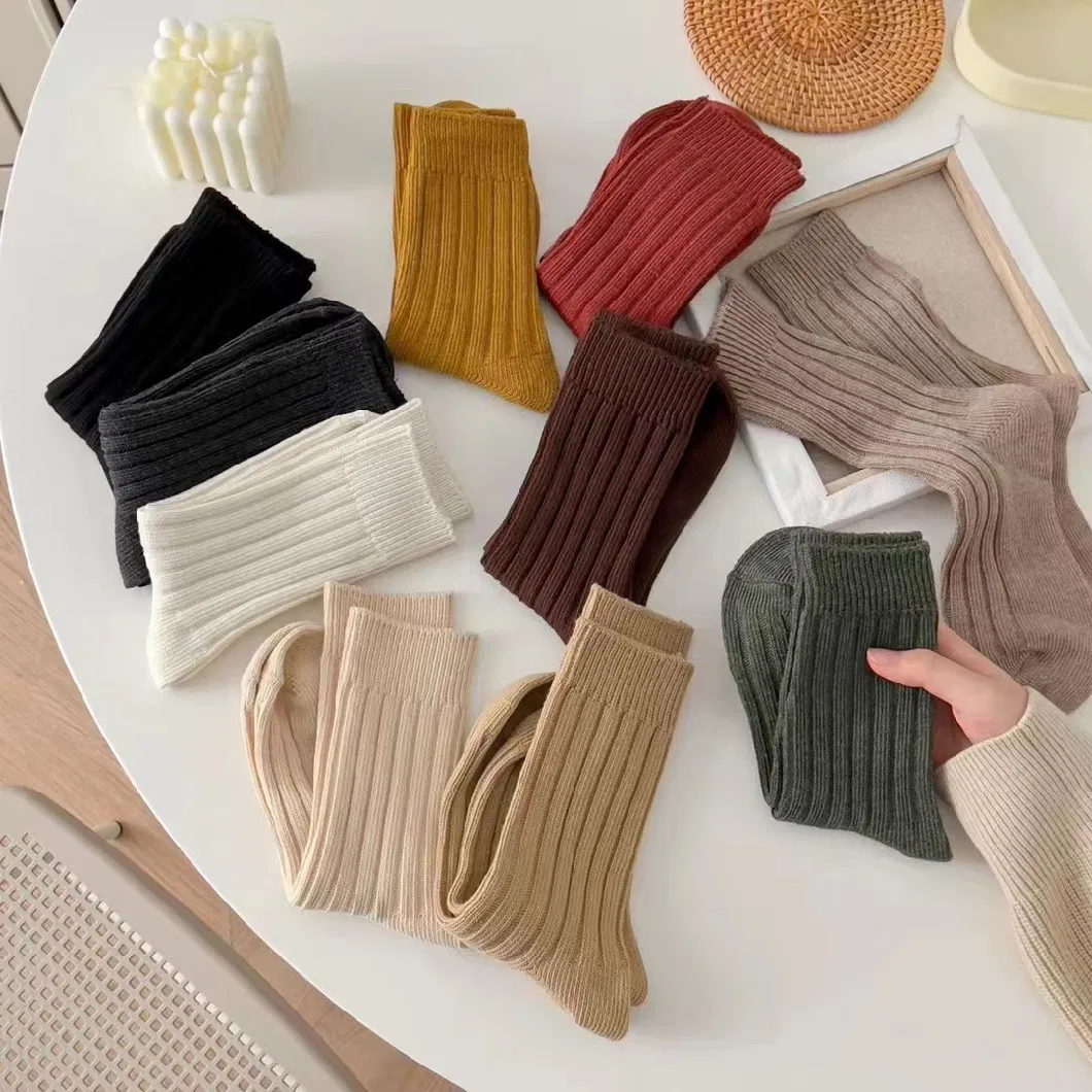 Autumn and Winter New Japanese Retro Thick Line Ins Trend Vertical Stripes Cotton American Style Clicky Wind MID-Thigh Socks