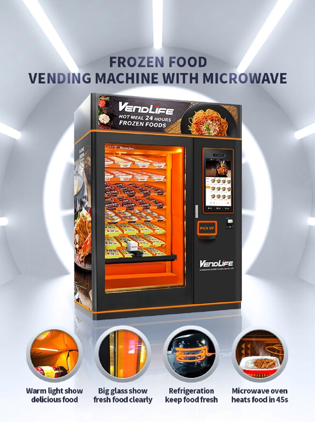 Automatic Equipment Frozen Food Vending Machines Japanese with Card Reader Payment NFC Payment Banknote