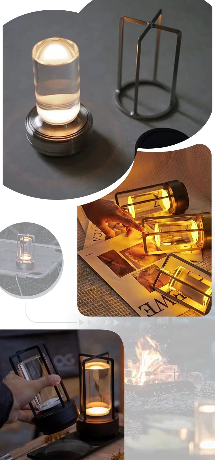 Creative Nordic Aluminum LED Luxury Portable Lamp Cordless Table Light