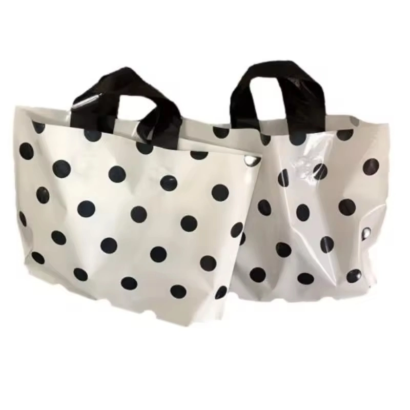 Promotional Black White Polka DOT Fashion Tote Party Favorplastic Shopper Bag