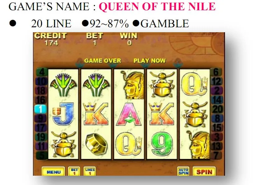 Queen of The Nile Gambling Casino Video Arcade Game Machine