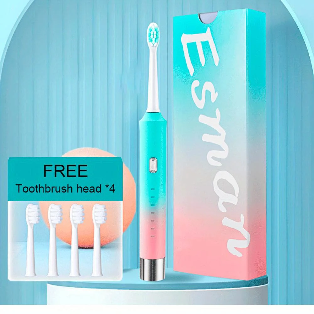 6-Speed Metal Shaft Electric Ultrasonic USB Charging Toothbrush for Adult