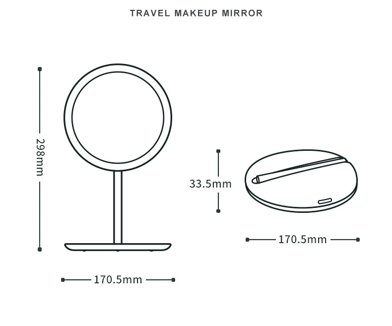 LED Folding Travel for Business Portable Charging Accompanying Boarding Makeup Mirror