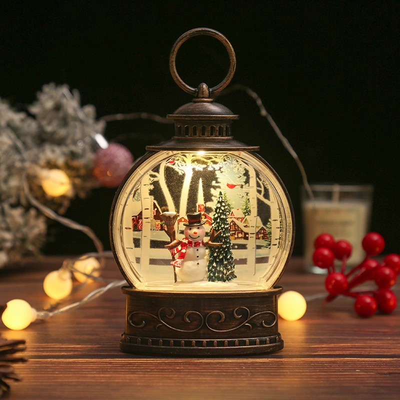 Christmas Decoration Wind Lantern Christmas Gift Accompanying Gift Santa Claus Water Injection Night Light Christmas Small Ornament