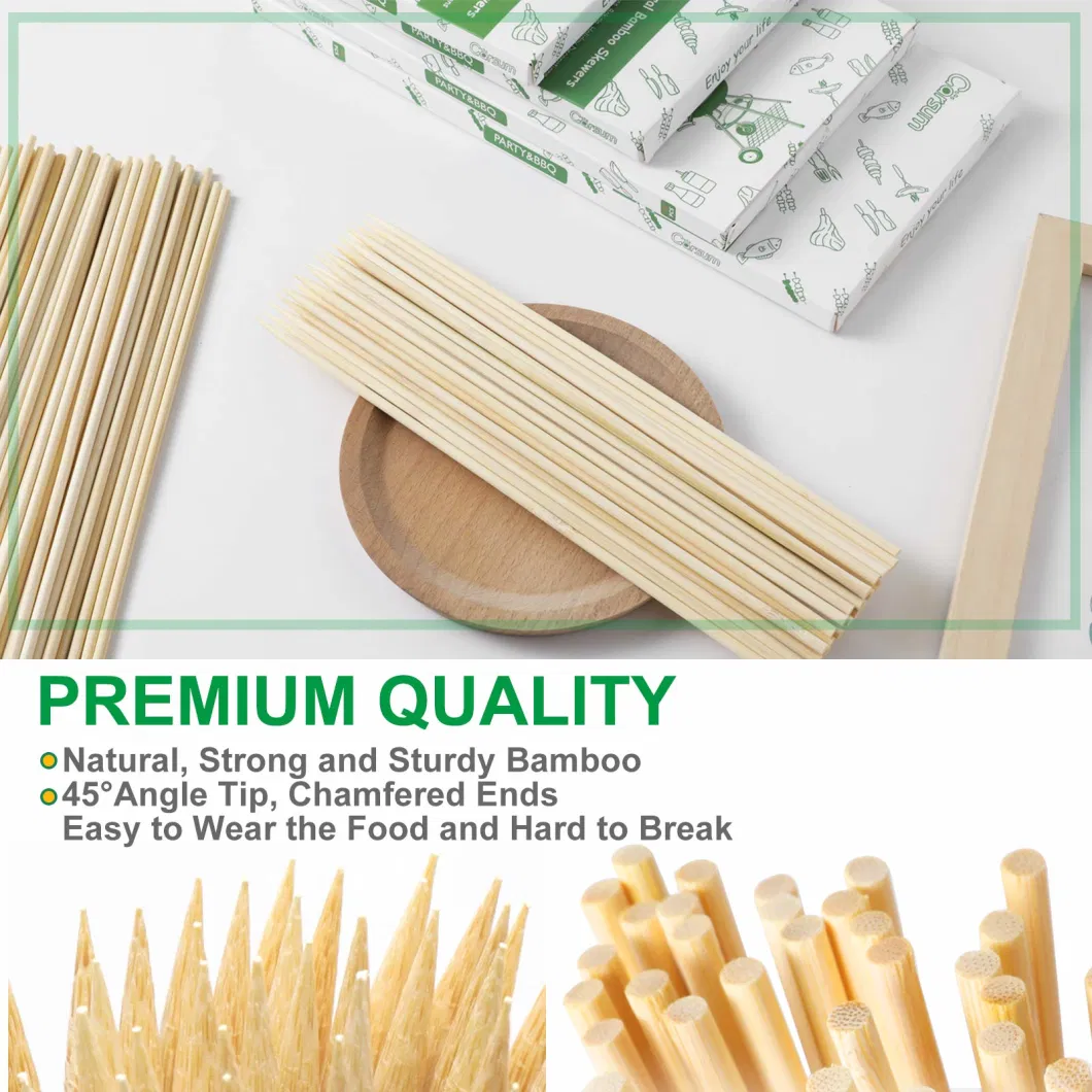 Wooden Assorted Fruits Kebabs Grill Highly Renewable Natural BBQ Bamboo Skewers