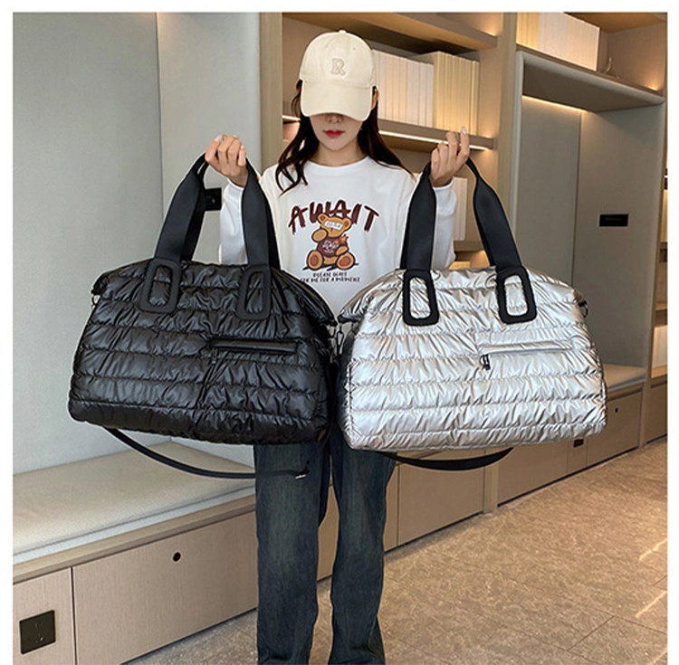 Fashion Padded Nylon Fabric Lightweight Puffer Bag Travel Quilted Puffer Duffle Tote Bag