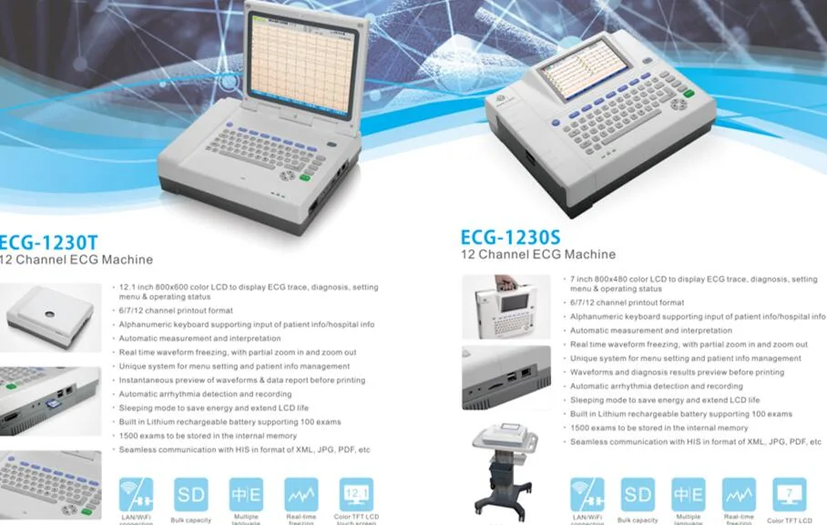 Touch Screen Optional 5.7 Inch Screen Medical Electrocardiogram ECG EKG Diagnosis Cardiograph with ECG Chart ECG Diagram