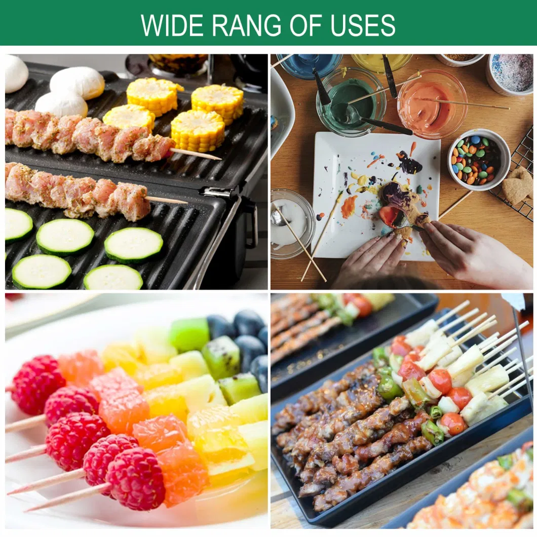 Wooden Assorted Fruits Kebabs Grill Highly Renewable Natural BBQ Bamboo Skewers