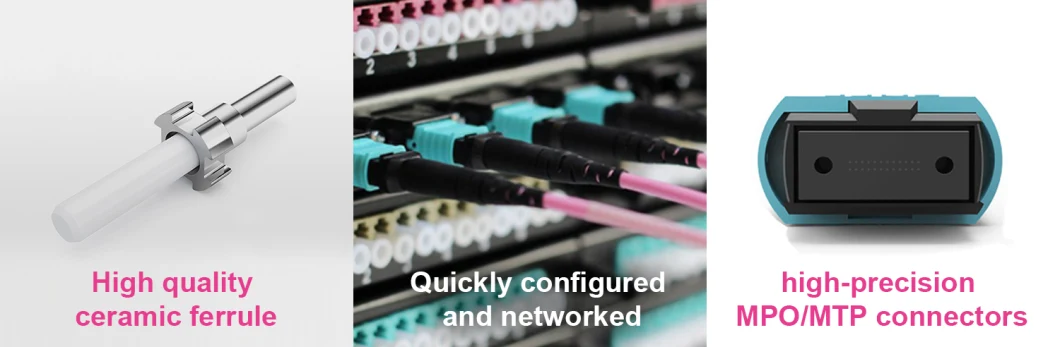 12f 40-100g Sm/Om3/Om4 2m-50m FTTH MTP/MPO Breakout Fanout Jumper Cable Duplex MPO-LC Fiber Optic Patch Cord