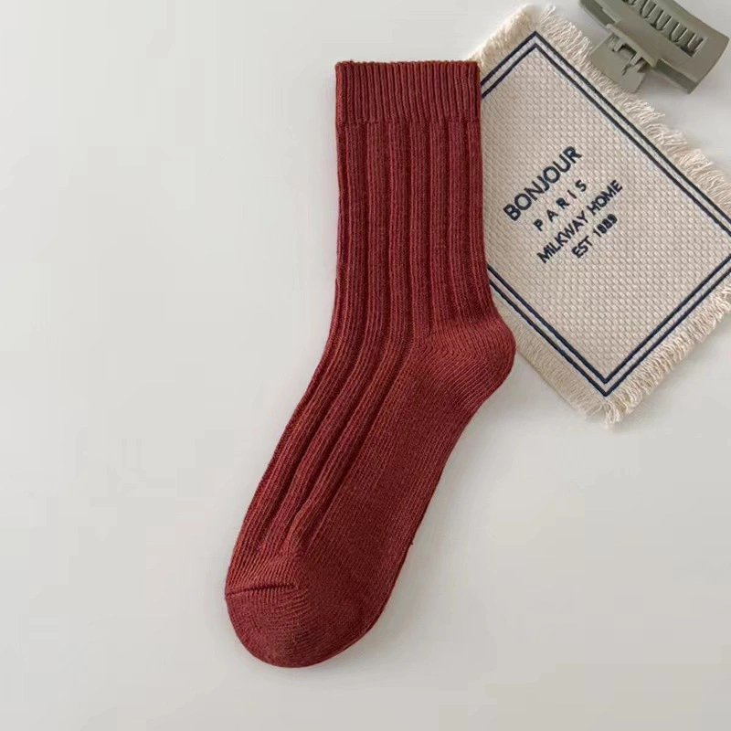 Autumn and Winter New Japanese Retro Thick Line Ins Trend Vertical Stripes Cotton American Style Clicky Wind MID-Thigh Socks