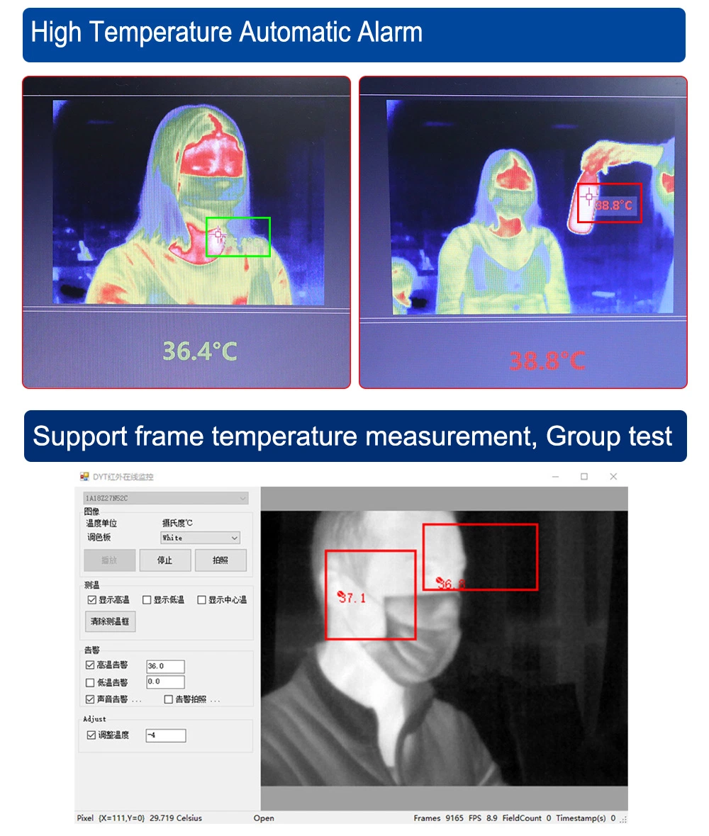 Access Control Factory Imaging Auto Thermal Camera with Temperature Sensor