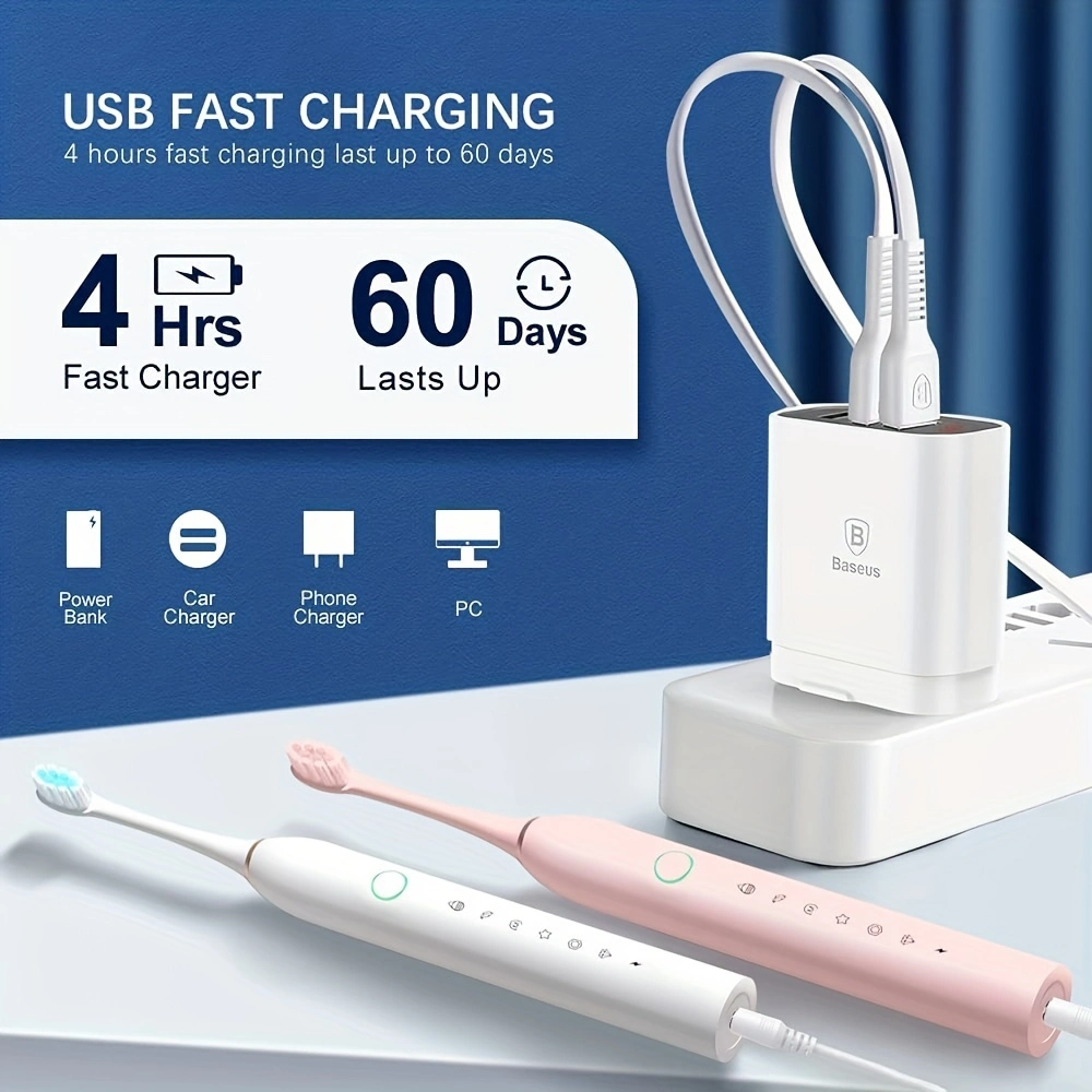 Rechargeable 2 Minute Smart Timer Automatic Silicone Electric Toothbrush