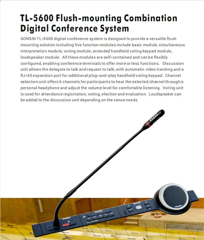 Conference System Loudspeaker Discussion System with 6 Channels Languages Conference Interpretation and Electronic Voting System