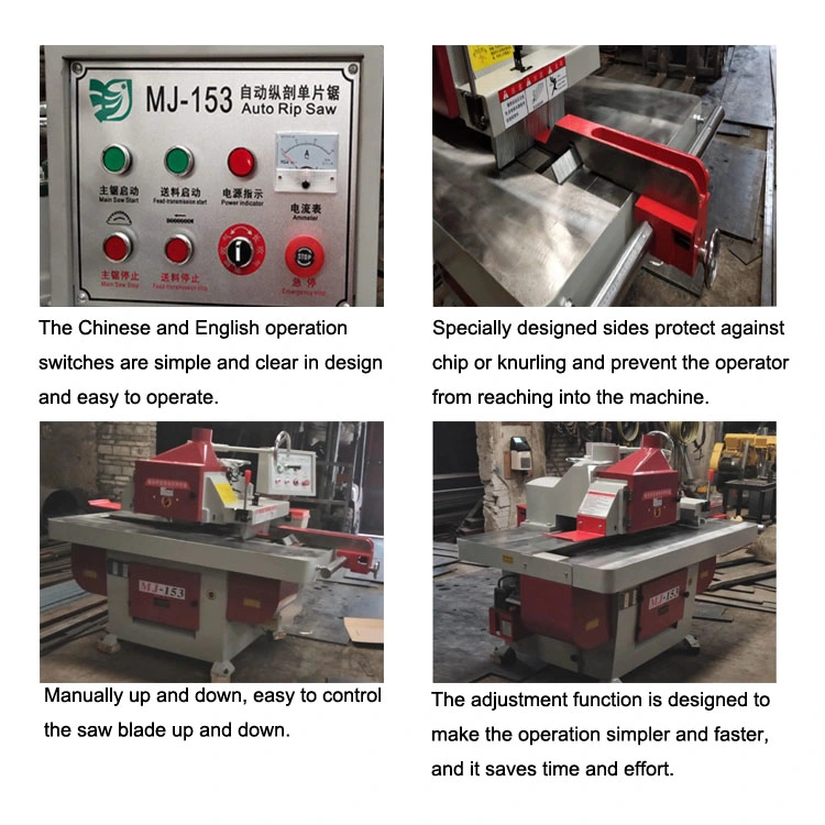 Mj153 Wood Cutting Machine Straight Line Single Rip Saw