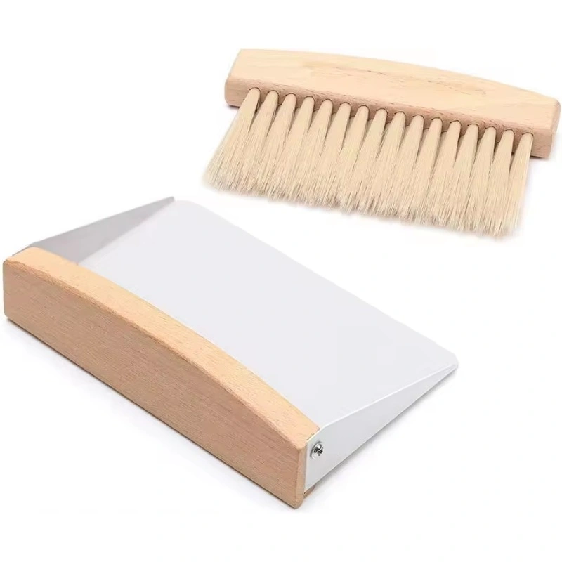 Promotional Factory Outlet Household Portable Wood Mini Desktop Table Dustpan Cleaning Brushes