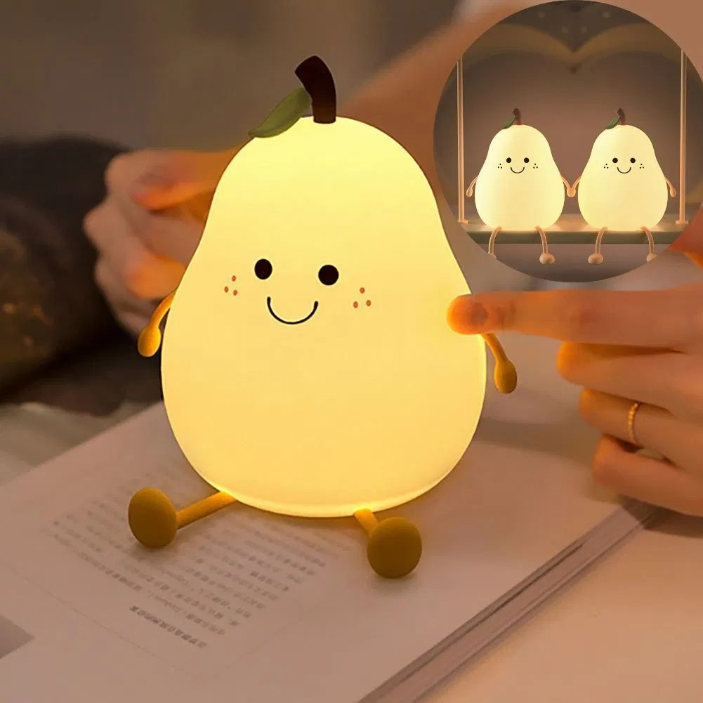 Creative LED Pear Bedside Sleeping Lamp USB Charging Regardless Silicone Night Lights