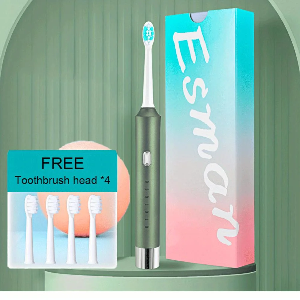 6-Speed Metal Shaft Electric Ultrasonic USB Charging Toothbrush for Adult