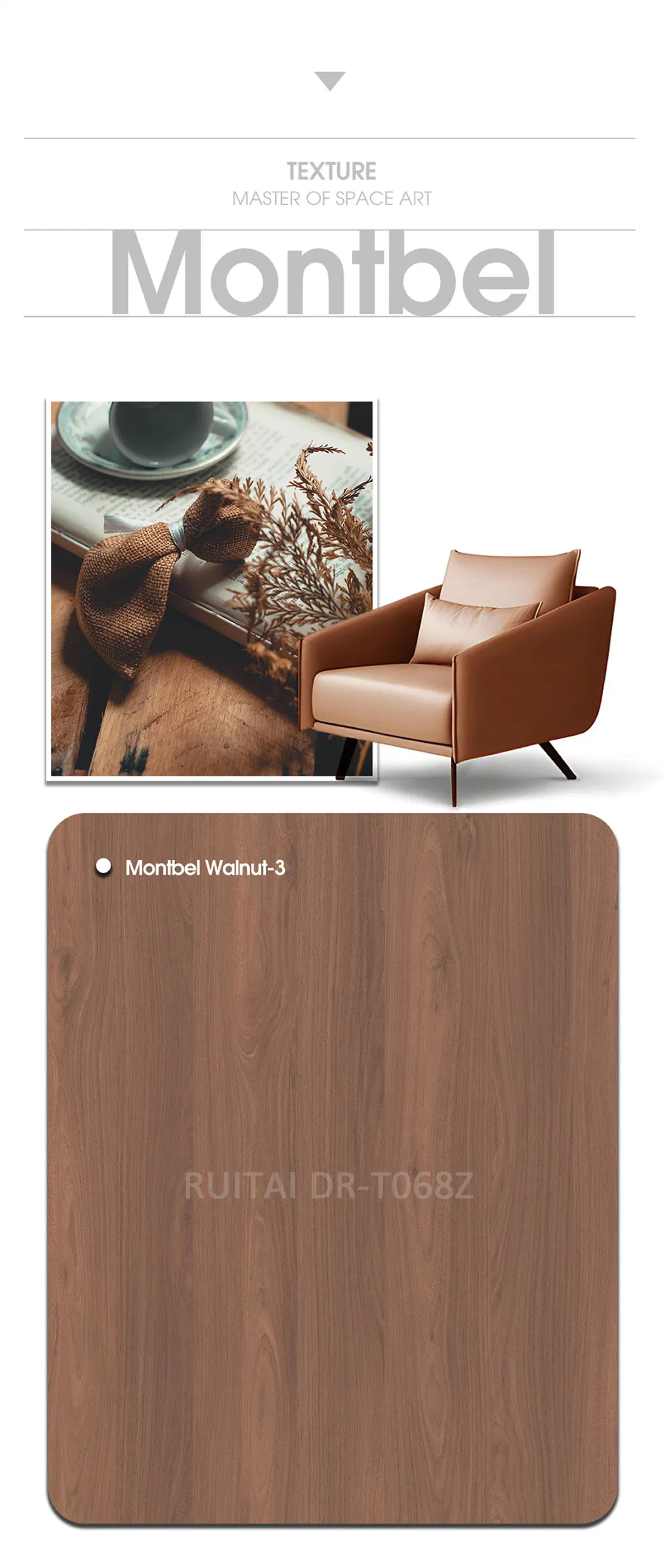 Dr-T068z Montbel-Walnut Laminated Veneer Paper for Synchronized Melamine Board