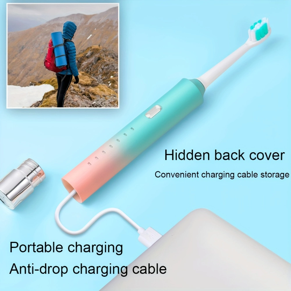 6-Speed Metal Shaft Electric Ultrasonic USB Charging Toothbrush for Adult