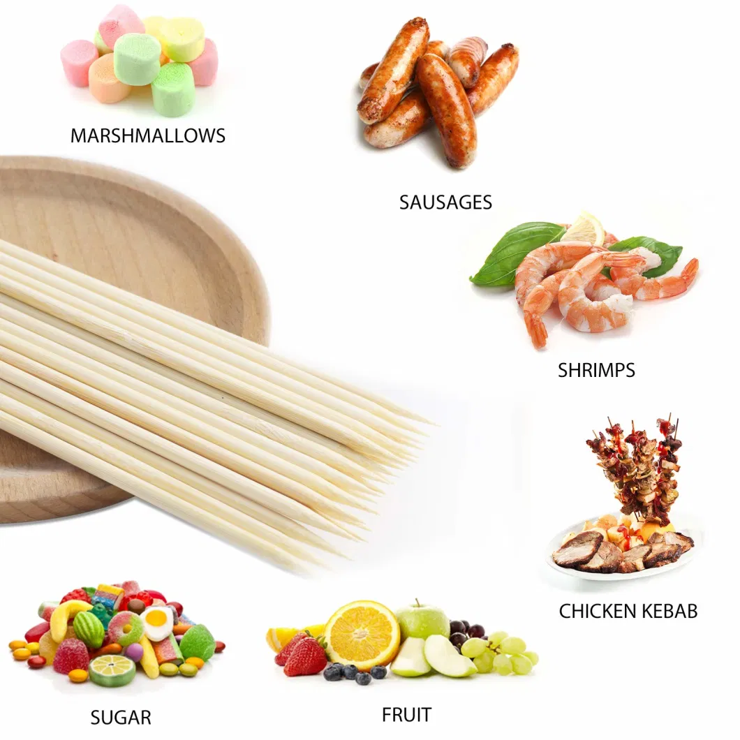 Wooden Assorted Fruits Kebabs Grill Highly Renewable Natural BBQ Bamboo Skewers