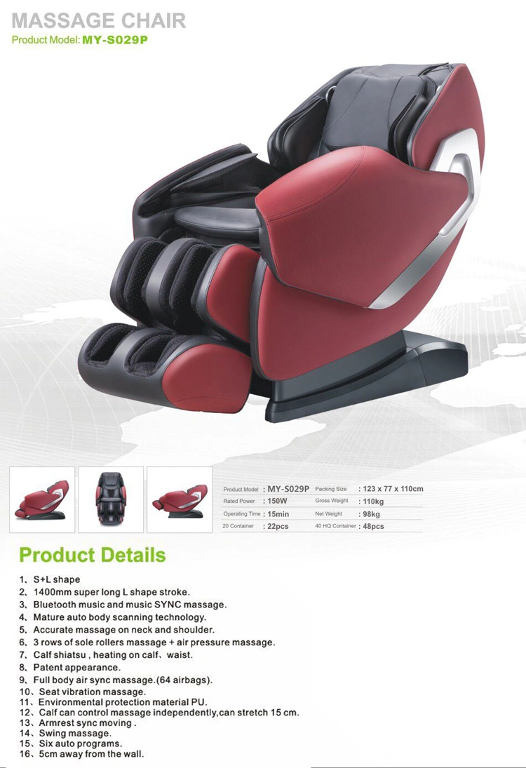 China Medical Beauty Health Home Electric Smart Massage Chair with Musical Function