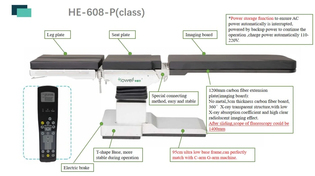 Hospital High-End Electric Hydraulic Surgical Table Special Imaging C Arm Operating Table