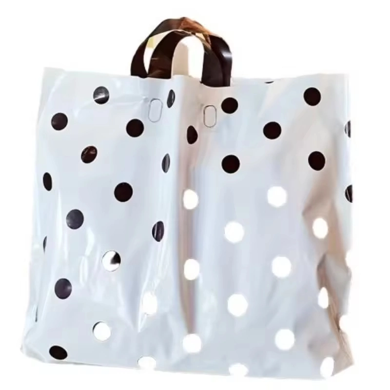 Promotional Black White Polka DOT Fashion Tote Party Favorplastic Shopper Bag