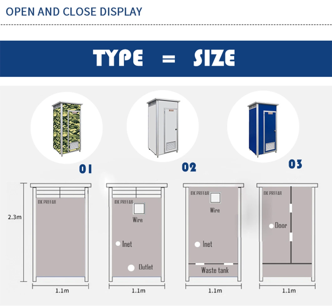 Low Cost Prefab Container Prefabricated House Portable Toilet Hire for Building Site