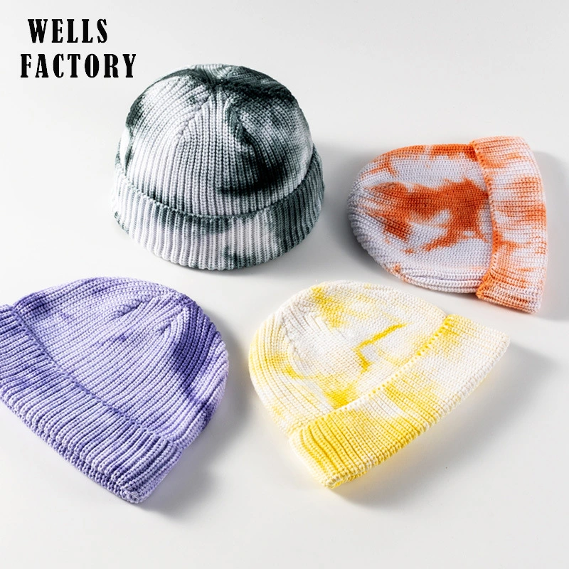 Autumn and Winter Hip Hop Yuppie Cold Hat Japanese Tie Dye Woolen Hat Men&prime; S Retro Street Ins Tide Brand Knitted Hat Custom Female