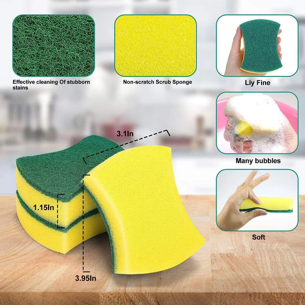 24 Pack Eco Non-Scratch for Dish Kitchen Cleaning Sponges Scrub Sponge