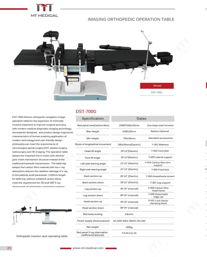 Chinese Manufacture Medical Hospital Surgical Orthopedic Table Radiolucent Operating Table and Room Bed