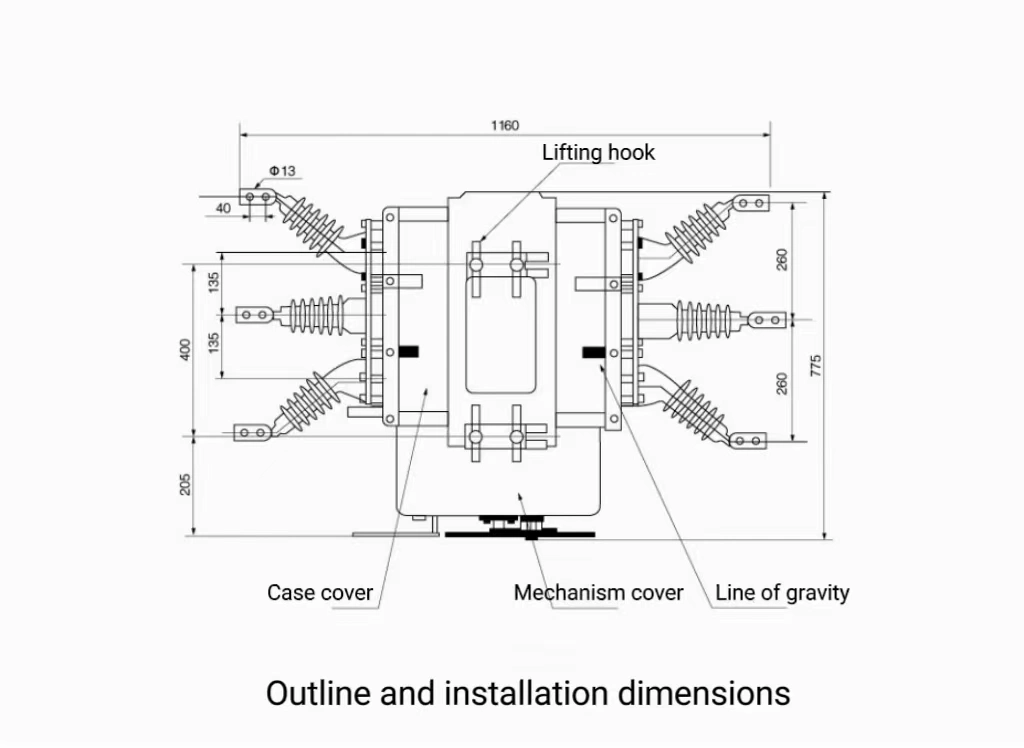 Three Phase Outdoor High Voltage Vacuum Circuit Breaker 12kv