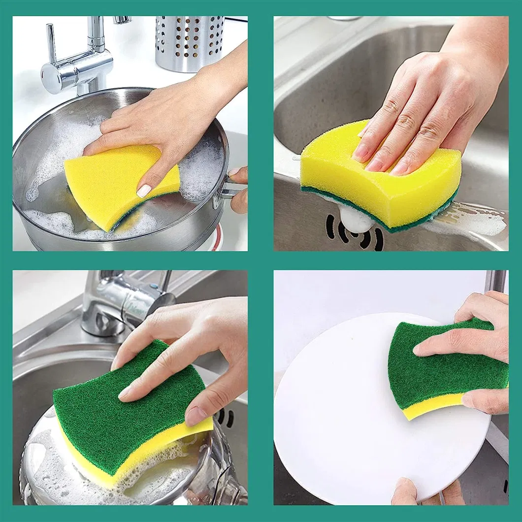 24 Pack Eco Non-Scratch for Dish Kitchen Cleaning Sponges Scrub Sponge