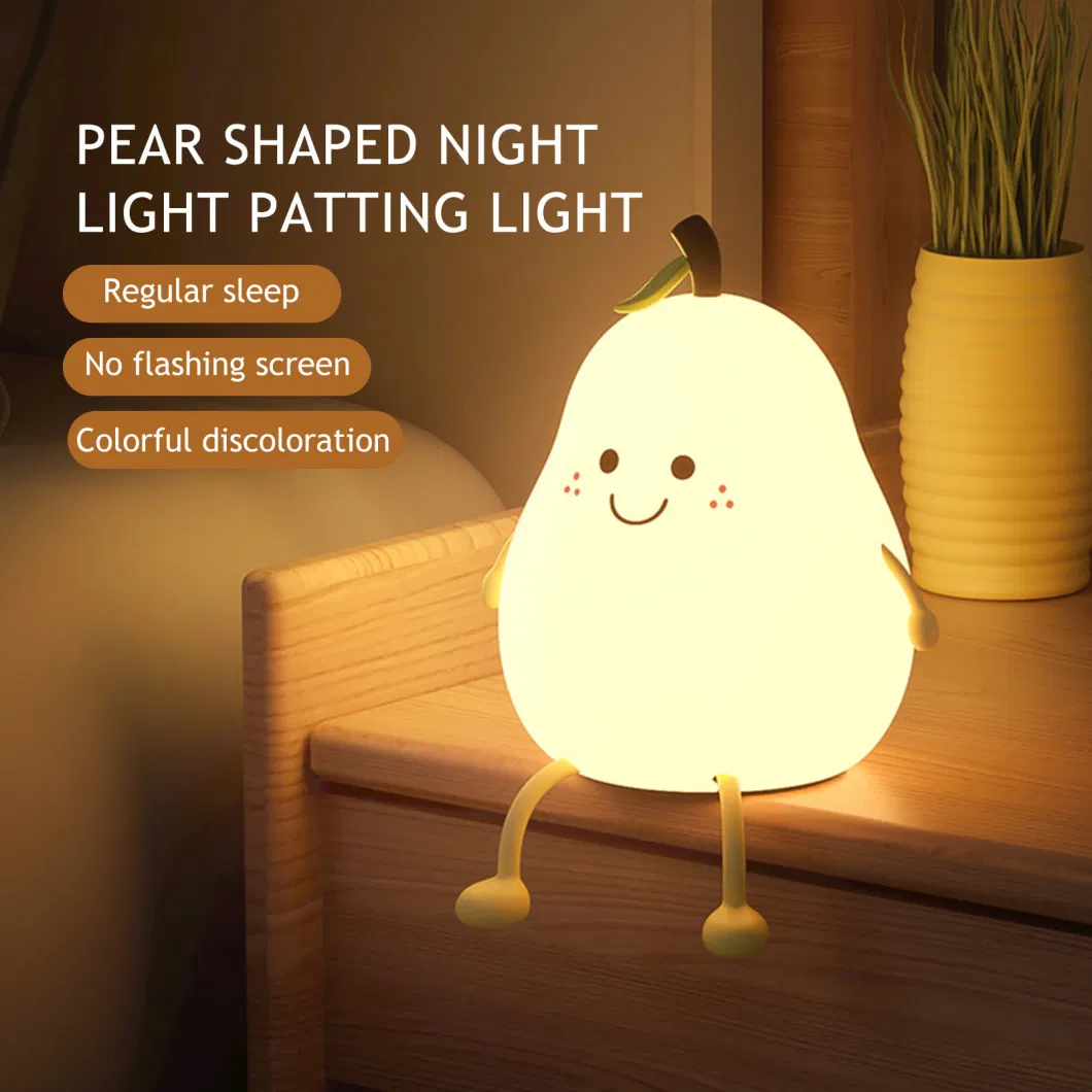 Creative LED Pear Bedside Sleeping Lamp USB Charging Regardless Silicone Night Lights