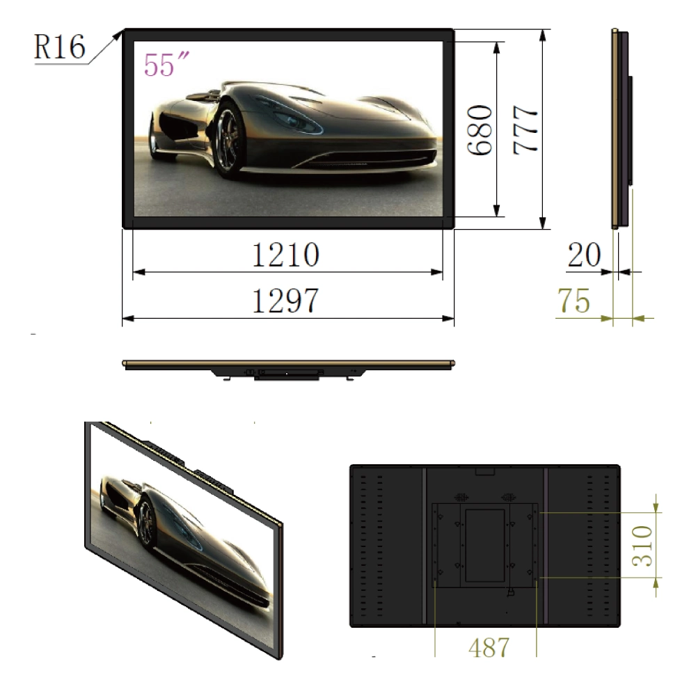 55 Inch LCD Bus Advertising Digital Signage Panel