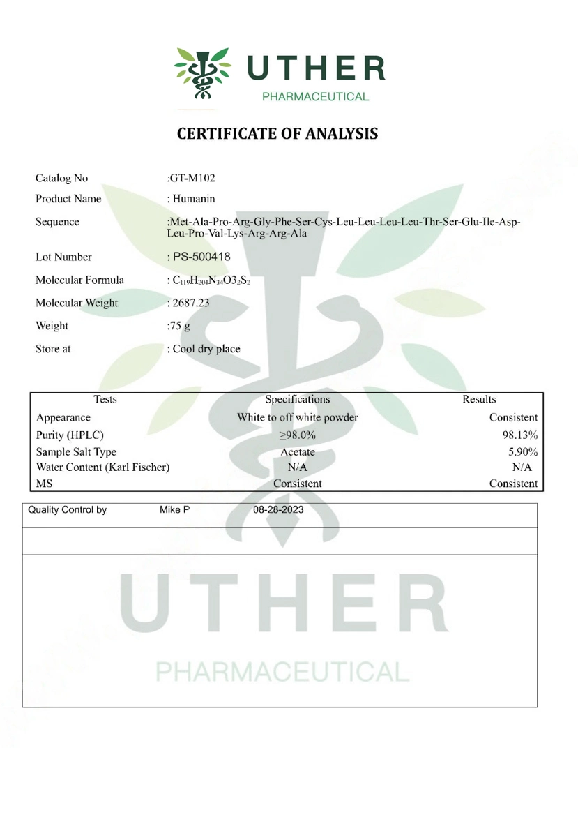 High Purity CAS 330936-69-1 98% Humanin Chinese Factory