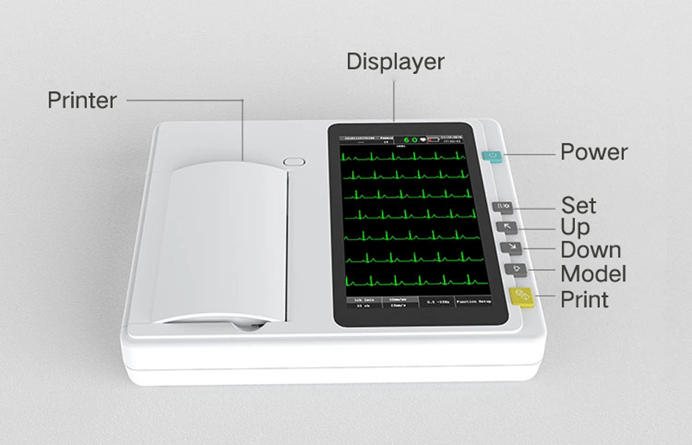 China Manufacturer Factory Wholesale Price Medical Equipment 3 Channel 12 Lead Touch Screen Electrocardiograph Monitor Portable Digital ECG Machine with Printer