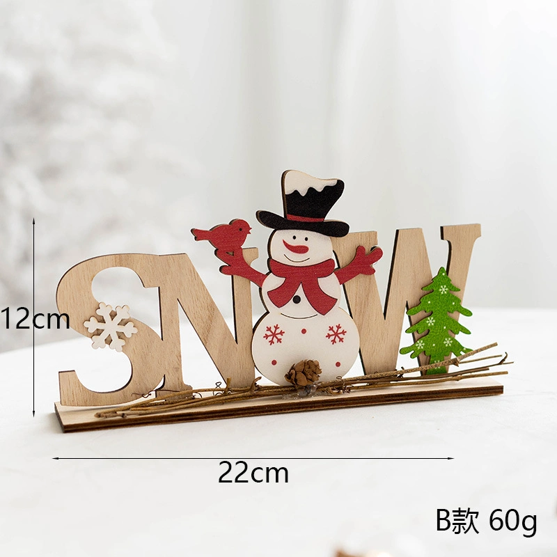 Christmas Wooden English Letter Card Christmas Tree Letter Card Pendant Old Man Elk Letter Card Christmas Decorations