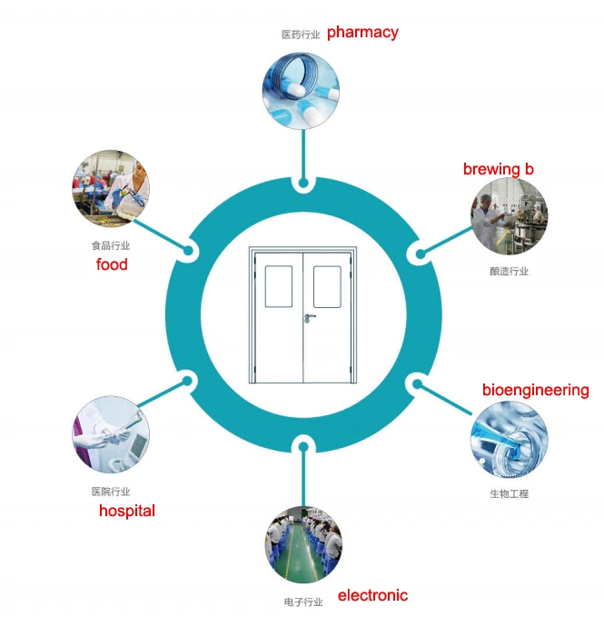 Hospital Clean Room Air-Tight Door Hospital Industrial Manual Swing Colorful Steel Cleanroom Door