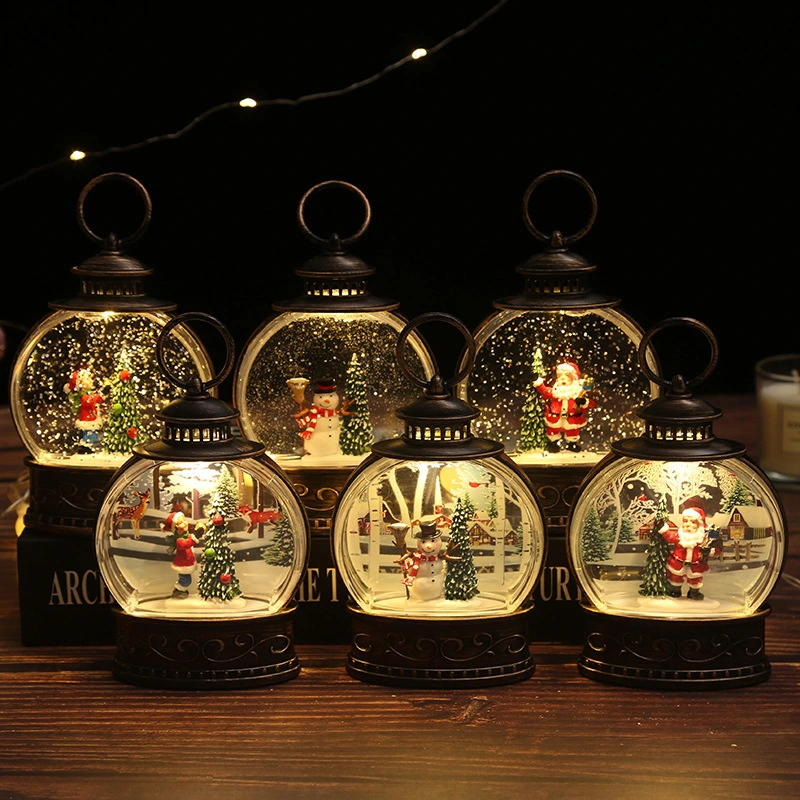 Christmas Decoration Wind Lantern Christmas Gift Accompanying Gift Santa Claus Water Injection Night Light Christmas Small Ornament